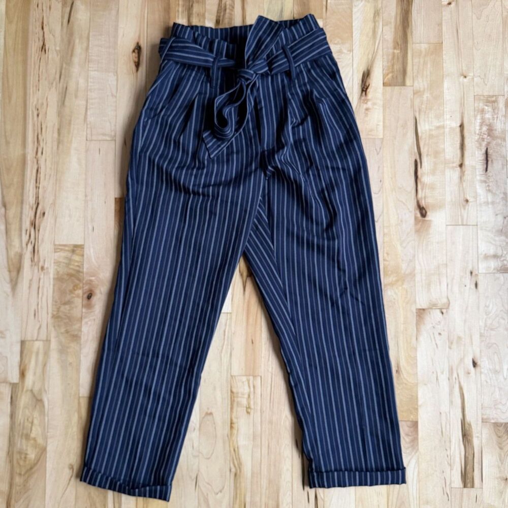 Office Siren Pinstripe Tie-Waist Trousers